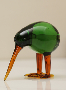 艺术玻璃kiwi几维鸟啄木鸟摆件