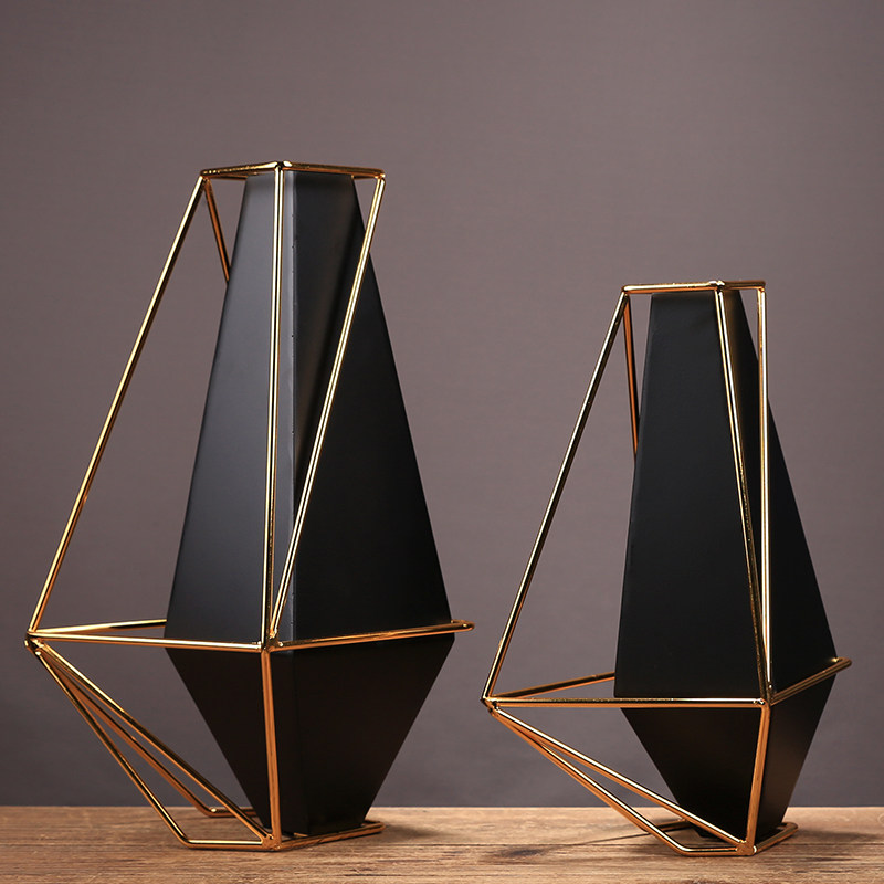 新中式轻奢几何金属花瓶摆件客厅玄关餐桌样板房装饰品电视柜花器,家居饰品,装饰摆件,淘宝优惠券,粉丝福利购,淘宝优惠卷