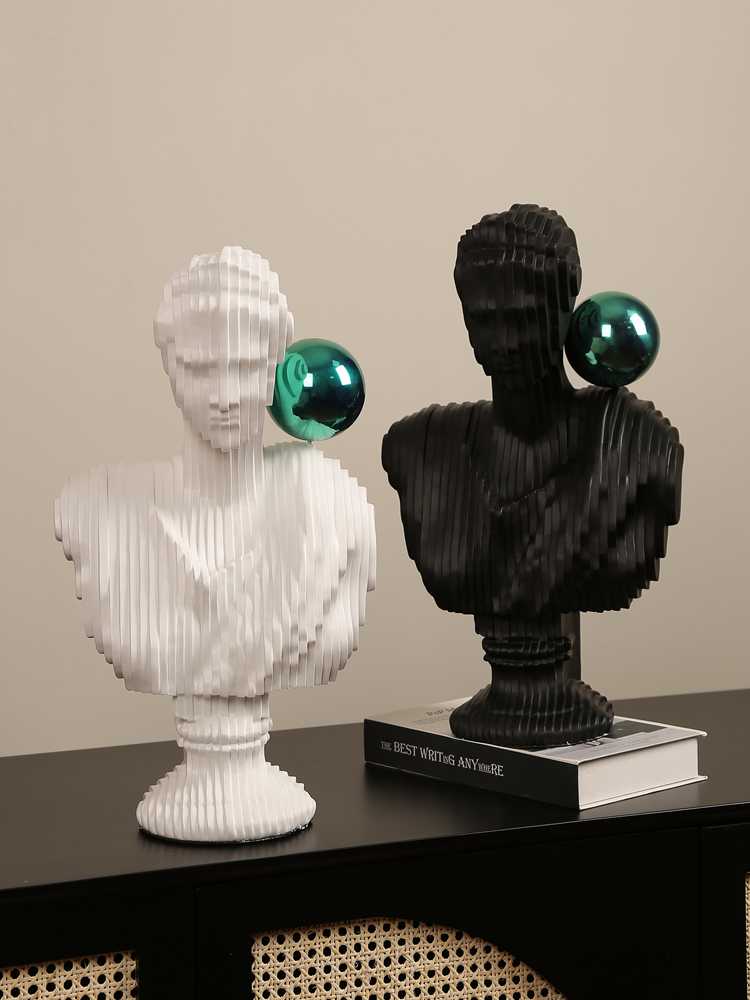 现代轻奢吹泡泡少女雕塑摆件极简人物雕像客厅电视柜艺术装饰送礼