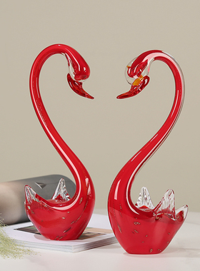 艺术玻璃手天鹅艺术摆件现代简约