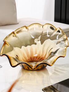 艺术玻璃大果盘摆件水果盘现代极简客厅茶几样板房零食干果收纳盘