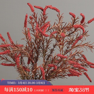 仿真鼠尾草假花秋色叶子植物配草客厅玻璃花瓶插花婚庆造景装饰草