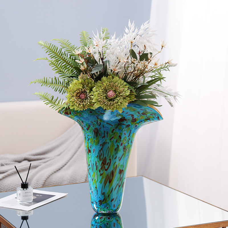 油画系裙边艺术玻璃琉花瓶摆