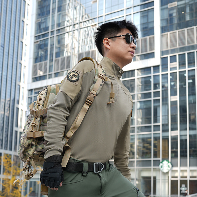 涵野户外先锋速干长袖迷彩蛙服长袖透气耐磨迷彩服战术立领上衣