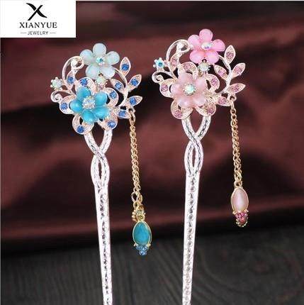 古装女孩儿花朵金钗小朋友日常簪子发梳头戴发钗女式头钗饰品古代