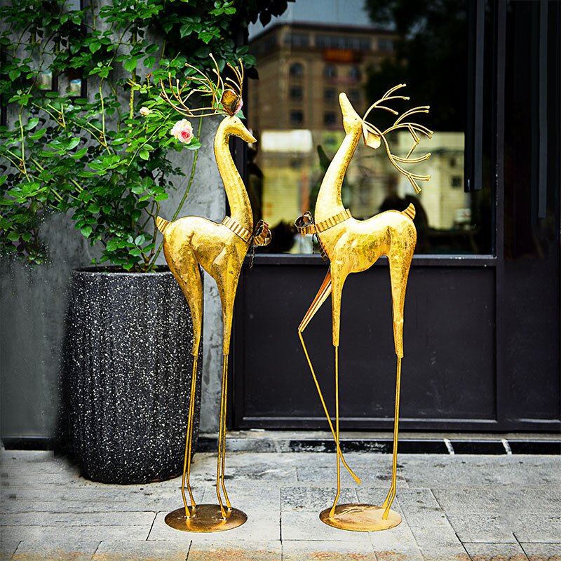 店铺门口装饰吸引人美式复古轻奢鹿落地装饰大摆件服装店铺橱窗客