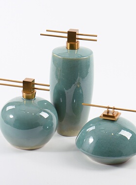 极速新中式陶瓷h摆设客厅玄关电视柜家居装饰品样板房后现代软装