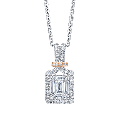 周生生18K金长方形钻石钻石吊坠