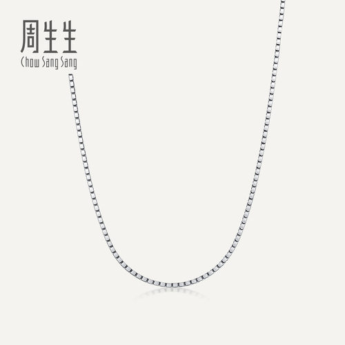周生生白色18K金项链素链