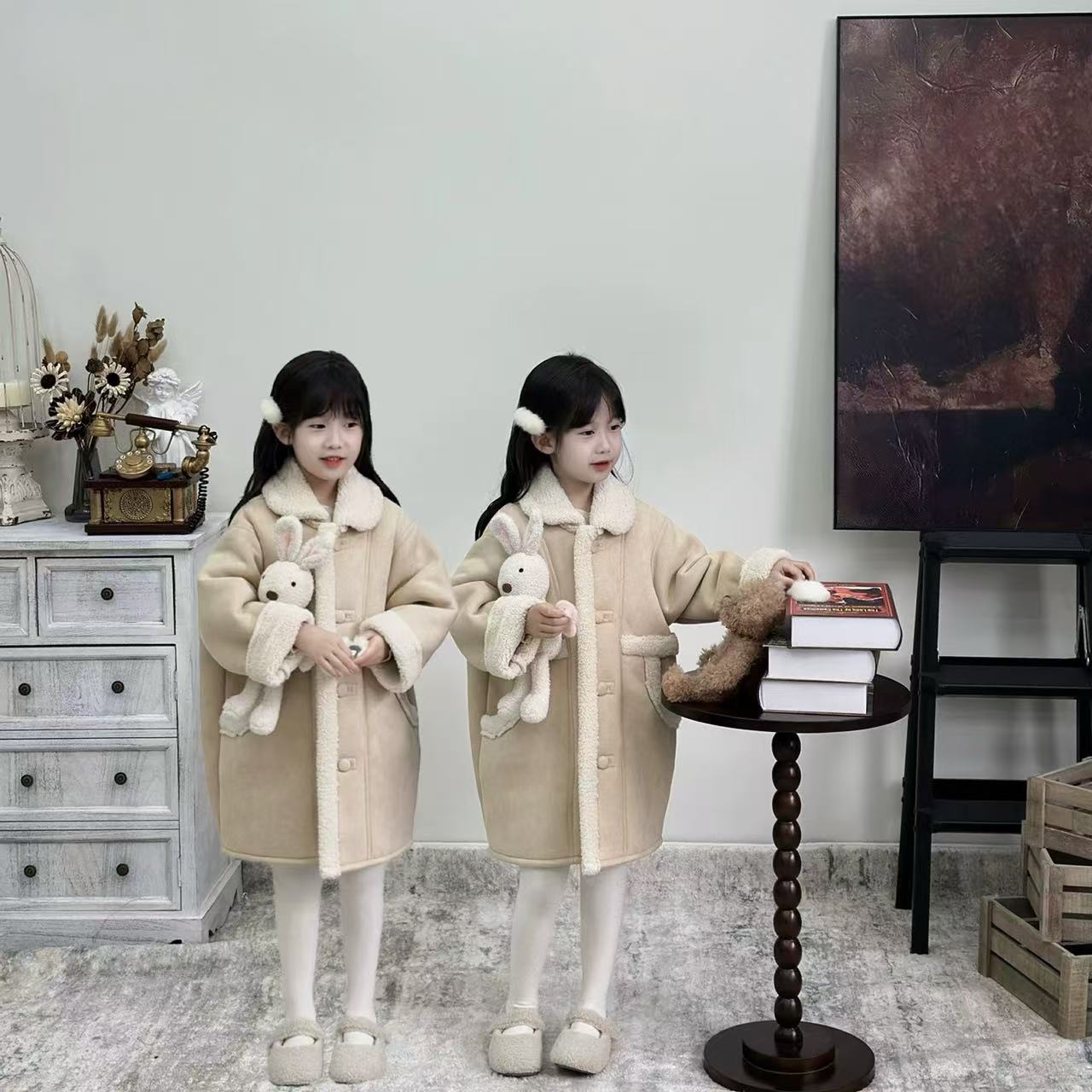 NEXT女童冬季皮毛一体羊羔毛普通外套