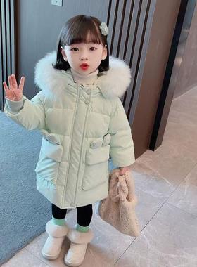 英国next ttat女童防水羽绒服冬新款2025洋气儿童中长款免洗加厚
