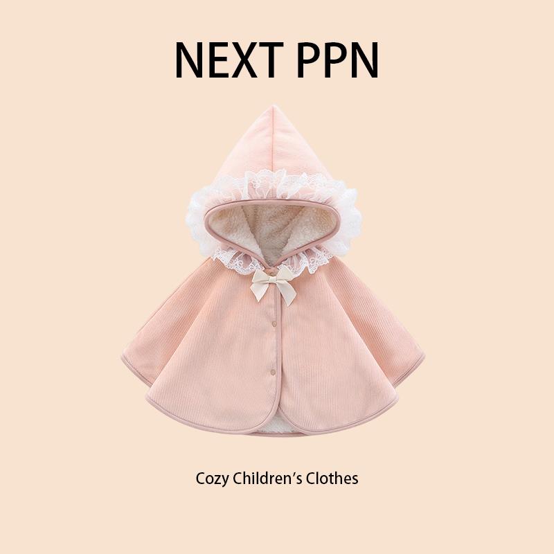 英国NEXT PPN秋冬婴儿加绒披风新生儿外出披肩防风斗篷女宝宝外套