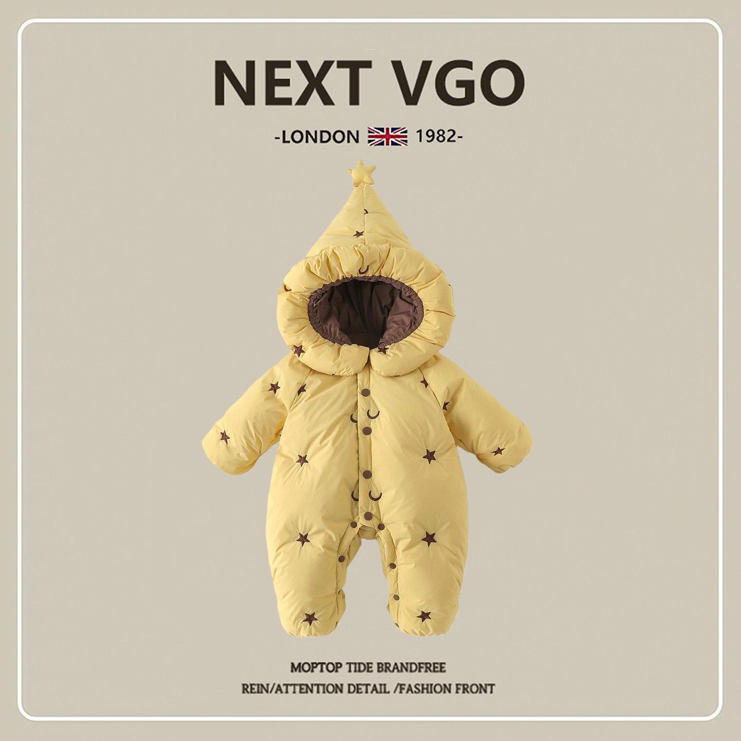 英国NEXT VGO婴儿轻薄羽绒服冬季女宝宝百天加厚保暖连体衣外出服