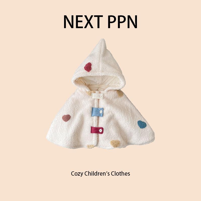 英国NEXT PPN秋冬装婴儿斗篷宝宝外出披风加绒抱被幼儿童披肩保暖