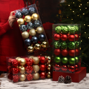迷饰圣诞球套装圣诞树彩球36个装挂饰橱窗派对小吊饰圣诞节装饰品