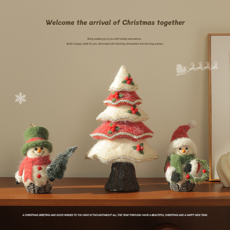 迷饰圣诞节装饰品毛毡卡通雪人小挂件道具圣诞树挂饰橱窗桌面摆件