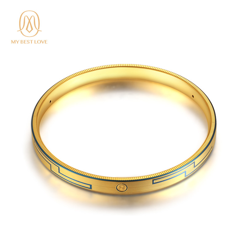 24k纯黄金手镯9999足金彩金镯子新品情侣款新年礼物达芬奇系列