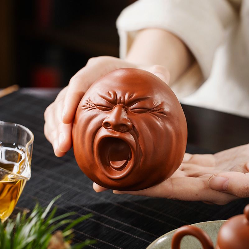 紫砂哈欠小人茶宠摆件搞怪创意茶艺家居装饰茶玩茶台茶桌面小配件