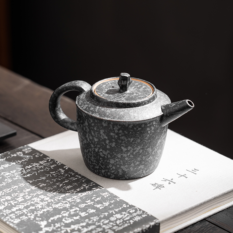 青石釉日式复古陶瓷茶壶单壶家用一人用小号功夫茶具带过滤泡茶器-封面