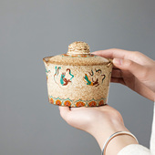 敦煌飞天陶瓷带盖烟灰缸防灰飞酒店办公室家用茶桌轻奢高端礼盒装