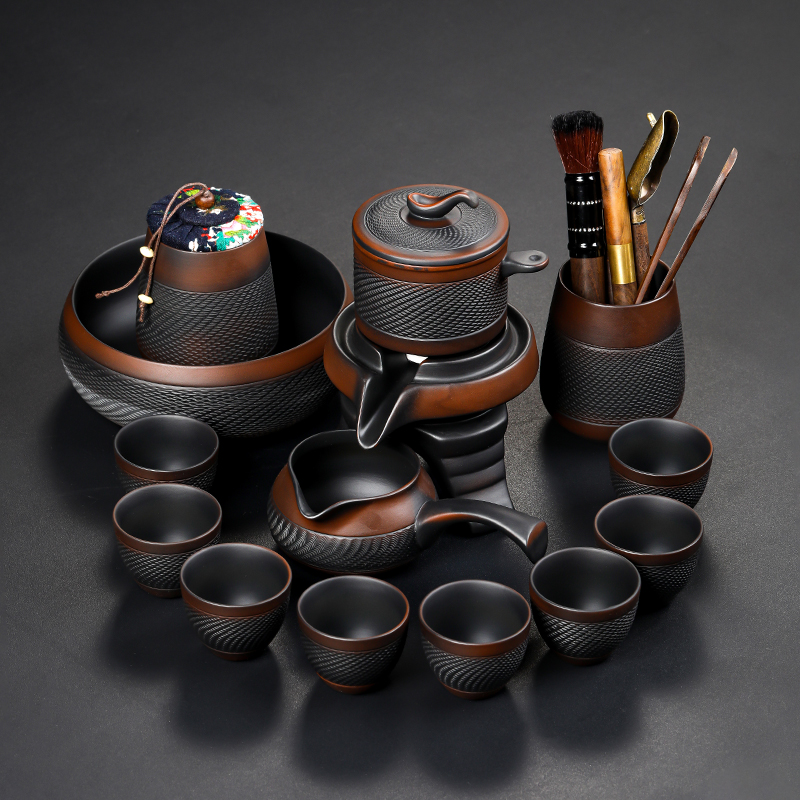 紫陶茶具懒人石磨自动茶具套装