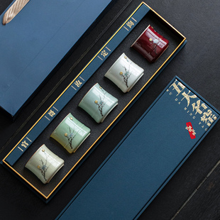 宋代五大名窑品茗杯功夫茶具陶瓷茶杯个人单杯子茶碗茶盏套装青花