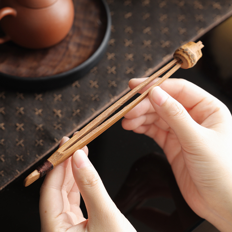 楠竹茶夹竹茶夹子洗杯夹高级喝泡茶专用功夫茶镊子茶具配件六君子