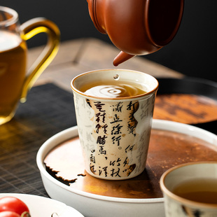汝窑定风波茶杯个人专用中式高档主人杯泡茶可乐杯喝茶杯私人定制