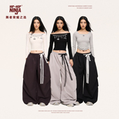 HIPHOP 女跳爵士舞嘻哈街舞休闲长裤 NINJA美式 辣妹超阔伞兵运动裤