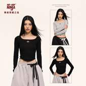 T恤女修身 HIPHOP NINJA街舞复古波浪长袖 大圆领爵士舞上衣jazz