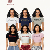 HIPHOP NINJA街舞爵士舞服辣妹紧身圆领上衣6色短款 T恤多巴胺穿搭