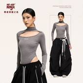HIPHOP 女跳爵士舞性感连体上衣 长袖 NINJA街舞美式 辣妹高领修身
