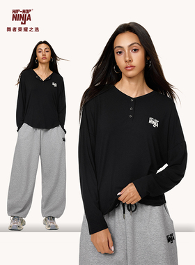HIPHOP NINJA街舞慵懒风美式宽松长袖女跳爵士舞罩衫嘻哈秋季上衣