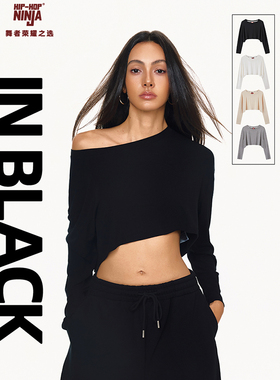 HIPHOP NINJA街舞爵士舞嘻哈短款慵懒风露脐女跳舞罩衫上衣多色