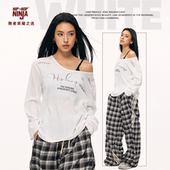 HIPHOP 防晒 T恤上衣女慵懒风跳爵士舞罩衫 NINJA街舞美式 宽松长袖