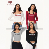 HIPHOP T恤 打底爵士舞绑带挂脖假两件长袖 NINJA街舞美式 上衣修身