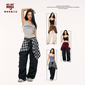 HIPHOP NINJA街舞美式 复古格子裙摆女跳爵士舞腰搭系腰屁帘潮牌