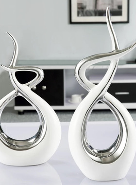 创意摆件家居抽象装饰品陶瓷白瓷客厅电视柜酒柜工艺品