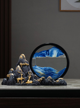 流沙画创意沙漏新中式轻奢摆件电视柜客厅酒柜装饰品情人节礼物