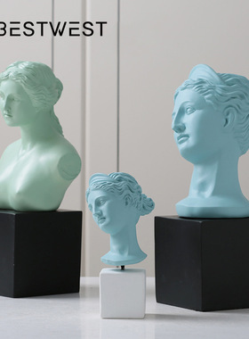 Best west 北欧维纳斯圣母半身像人物雕塑树脂素描雕像工艺品摆件