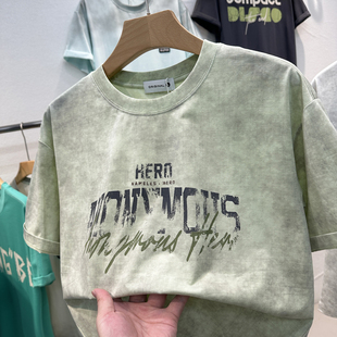 夏季 t恤2025新款 潮牌打底衫 男款 渐变宽松潮流上衣服 男士 美式 短袖