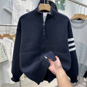 男士毛衣开衫外套秋冬季痞帅美式上衣服装潮流高端休闲针织衫线衣