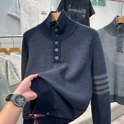 男士高领毛衣秋冬季加厚高级感针织衫冬装内搭上衣服毛线衣打底衫