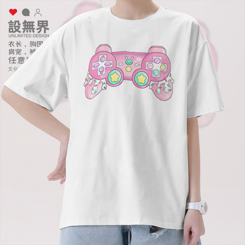 冰淇淋游戏机game console可爱插画短袖T恤男女上衣夏0007设 无界