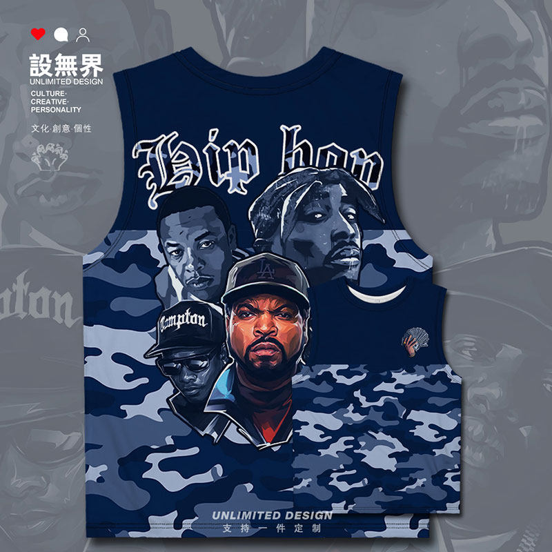 嘻哈说唱nwa匪帮乐队头像拼接大码速干背心男装女装潮000e设 无界