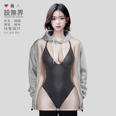 3D仿真美女连体泳装性感身材卫衣