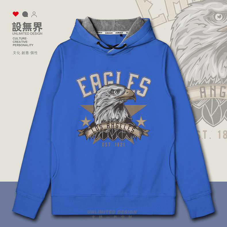 欧美原宿风复古老鹰eagle街头连帽卫衣男女套头运动服衣服 设无界