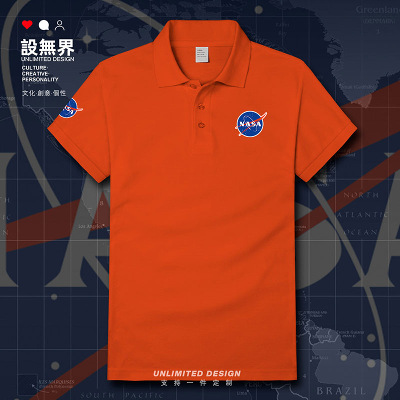 美国国家航空航天局nasa翻领polo衫保罗短袖t恤男女上衣夏设 无界