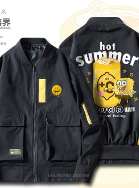 日系黄色海绵怡泉汽水联名元气可爱夹克男女潮牌外套0017设 无界