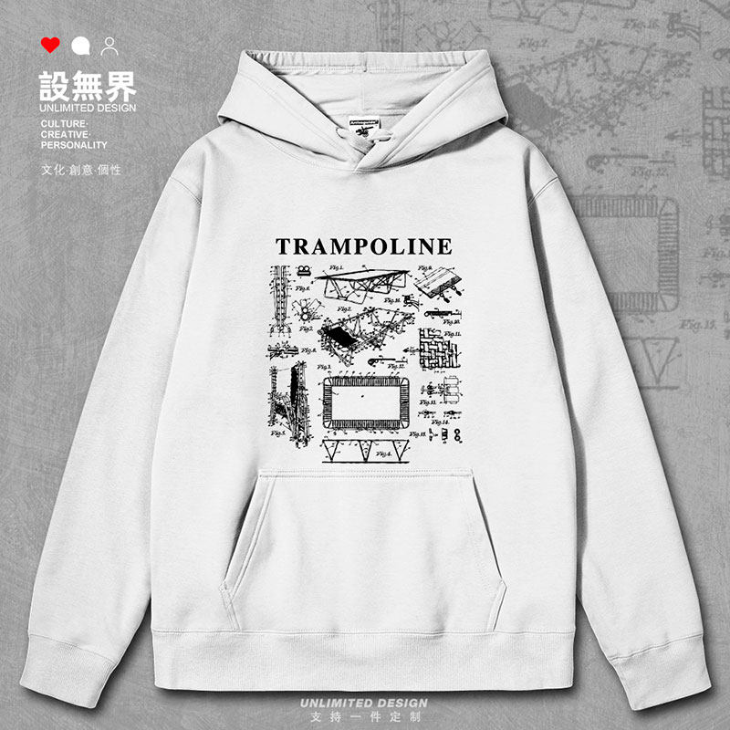 蹦床体操设计线稿图分解连帽卫衣